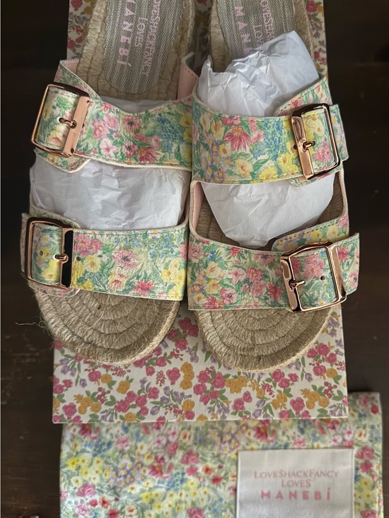 LoveShackFancy Shoes - Manebi x LoveShackFancy Nordic Sandals Rainbow Skies Floral NIB US 8 EU 38 $195